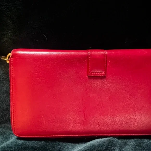 Saint Laurent red long wallet  Black Dust Bag and Box. **AUTHENTIC** - Picture 6 of 14